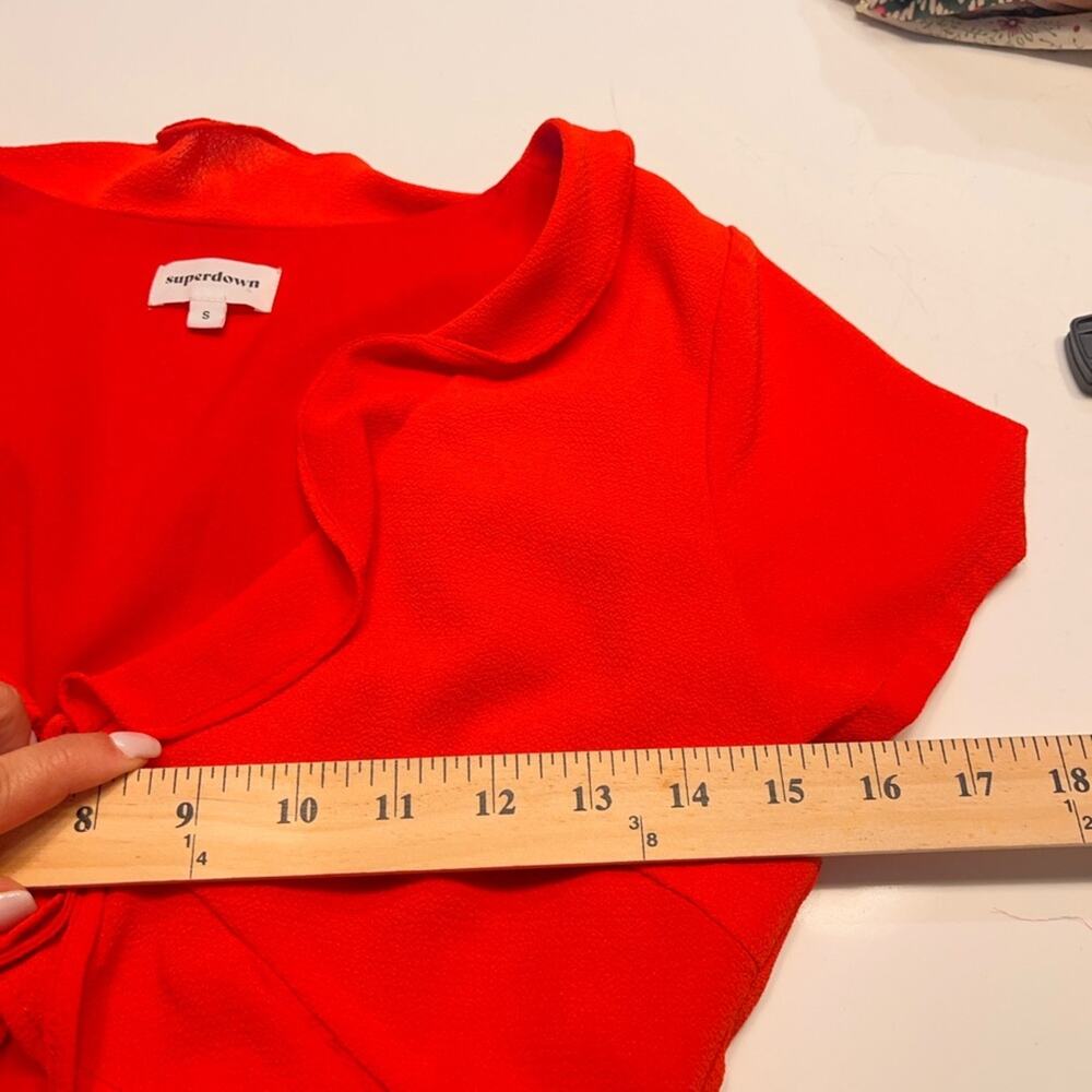 Superdown Red Mia Ruffle Tie Mini Dress Small - Picture 6 of 10